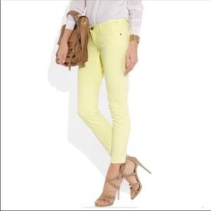 Current/Elliott Neon Yellow Cropped Skinny Jeans